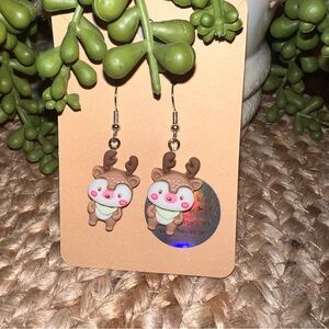 Christmas Reindeer Earrings Resin